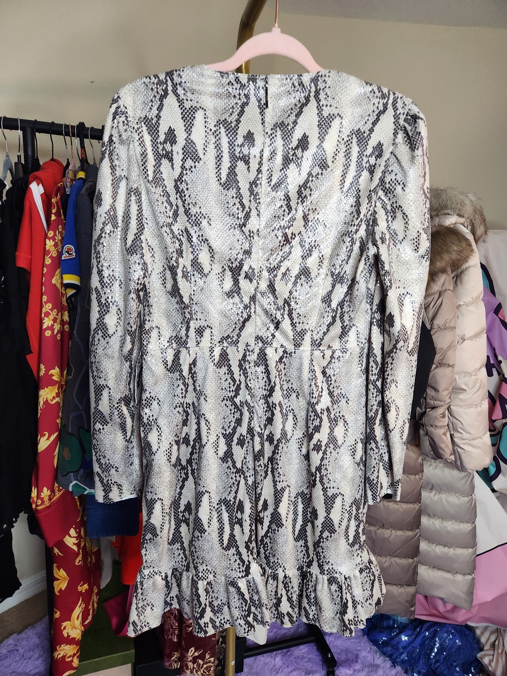 MSGM Neutral Ruffled Snake-Print Dress - Picture 4 of 4